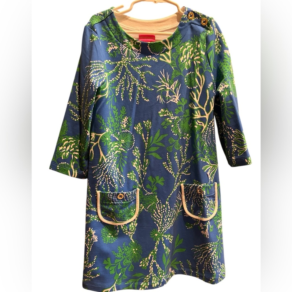 Lily Pulitzer Floral Blue and Green Dress with Pockets